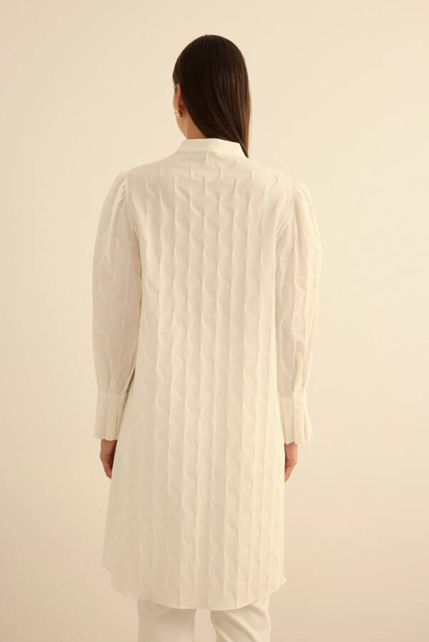 Ekru Kol Ucu Dikiş Detaylı Viscon Tunik - 7