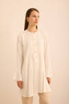 Ekru Kol Ucu Volan Detaylı Rayon Viscon Tunik - 4
