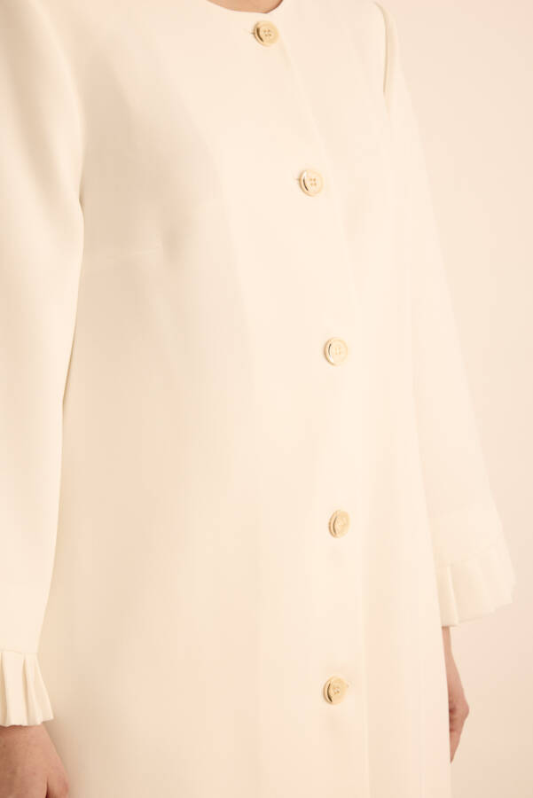 Ekru Kolları Pile Detaylı Kap - 6