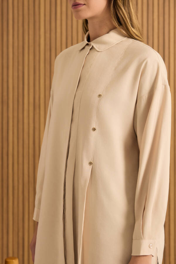 Ekru Koza Logolu Modal Tunik - 5