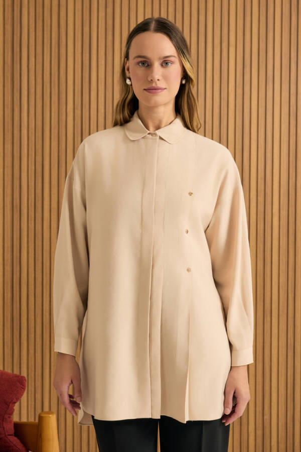 Ekru Koza Logolu Modal Tunik - 4