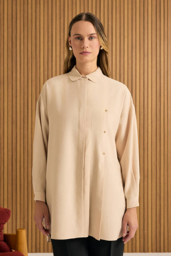 Ekru Koza Logolu Modal Tunik - 2