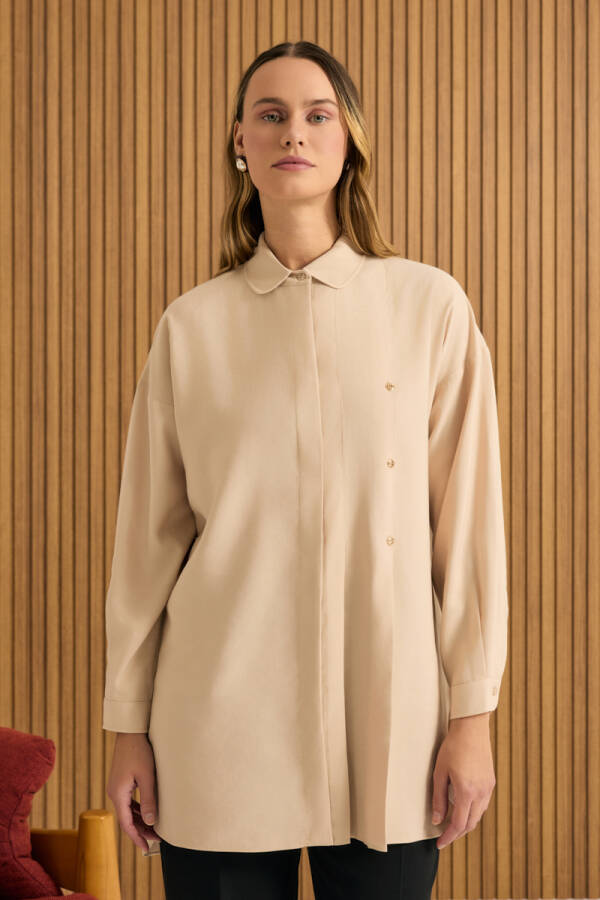 Ekru Koza Logolu Modal Tunik - 3