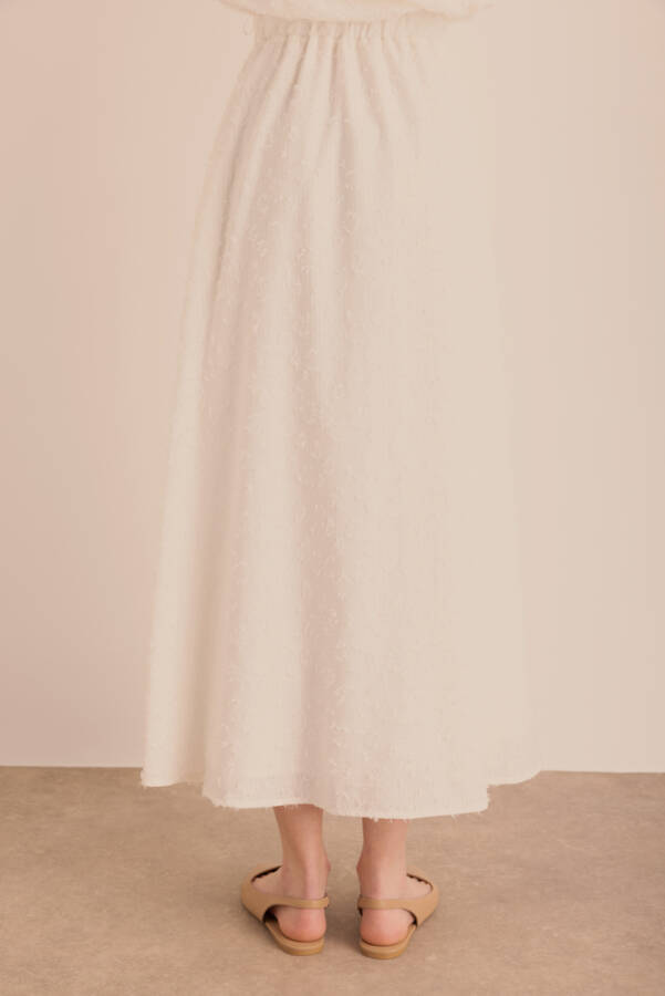 Ekru Kumaşı Püskül Detaylı Astarlı Etek - 6
