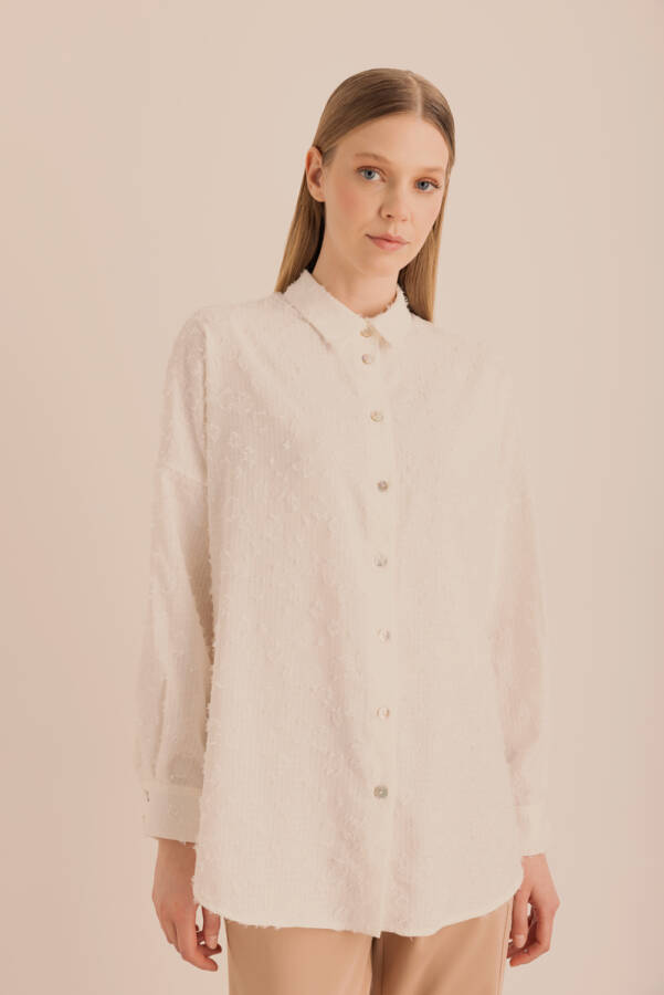 Ekru Kumaşı Püskül Detaylı Tunik - 1