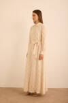 Ekru Kumaşı Püskül Yüzeyli Cotton Gömlek Elbise - 4