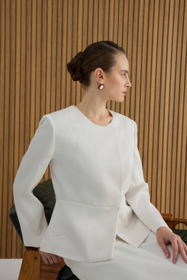 Ekru Kup Detaylı Ceket - 2