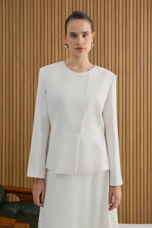 Ekru Kup Detaylı Ceket - 3