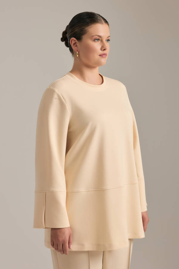 Ekru Kup Detaylı Cotton Sweatshırt - 3