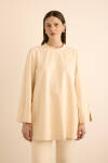Ekru Kup Detaylı Cotton Sweatshırt - 1