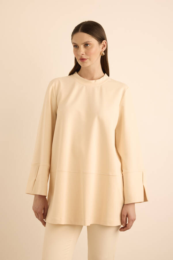 Ekru Kup Detaylı Cotton Sweatshırt - 2