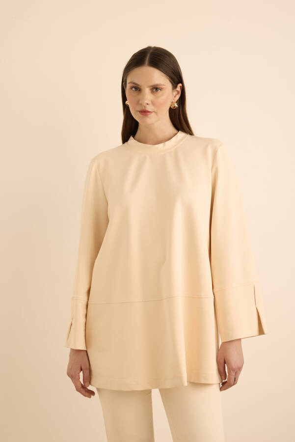 Ekru Kup Detaylı Cotton Sweatshırt - 4