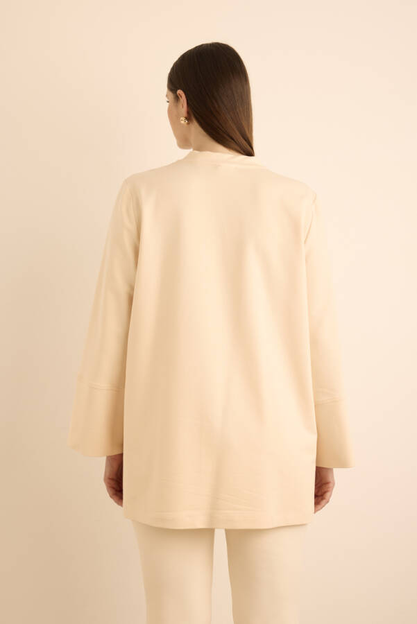 Ekru Kup Detaylı Cotton Sweatshırt - 6