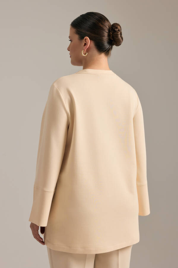 Ekru Kup Detaylı Cotton Sweatshırt - 5