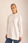 Ekru Logo Detaylı Rahat Kalıp Sweatshirt - 1