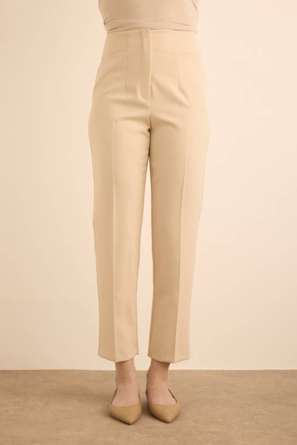 Ekru Önü Cep Detaylı Dokuma Pantolon - Aker (1)