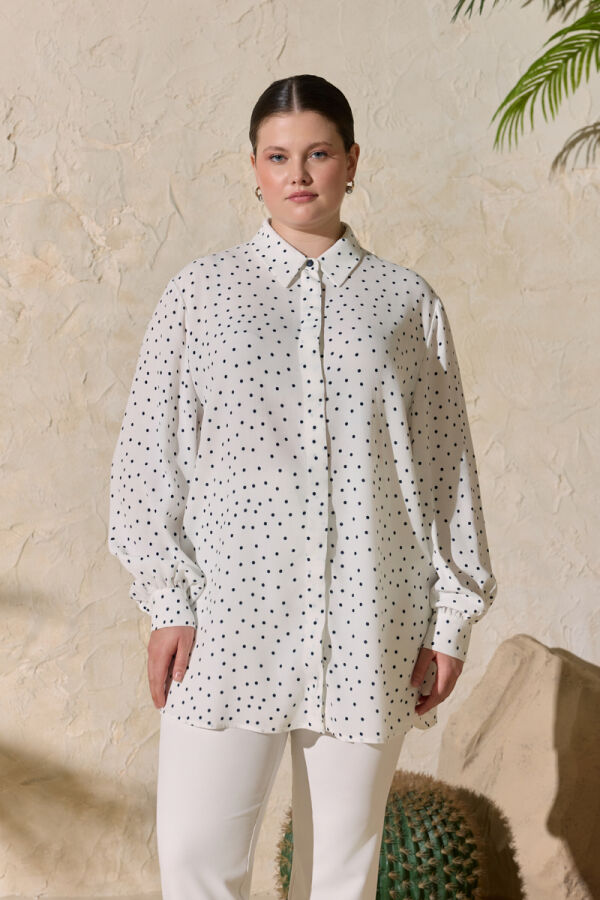 Ekru Puantiye Desen Tunik - 4