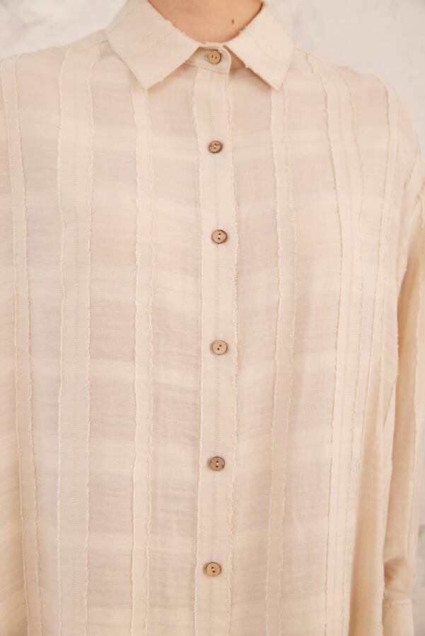 Ekru Rahat Kesim Dokulu Tunik - 3