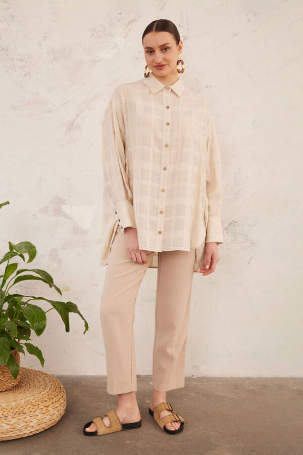 Ekru Rahat Kesim Dokulu Tunik - 7