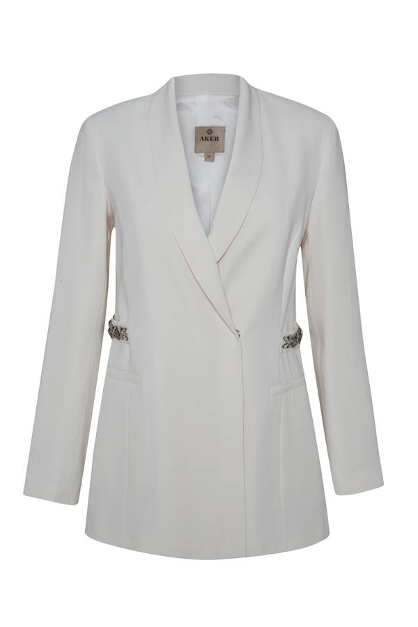 Ekru Şal Yaka İşleme Detaylı Abiye Ceket - 1