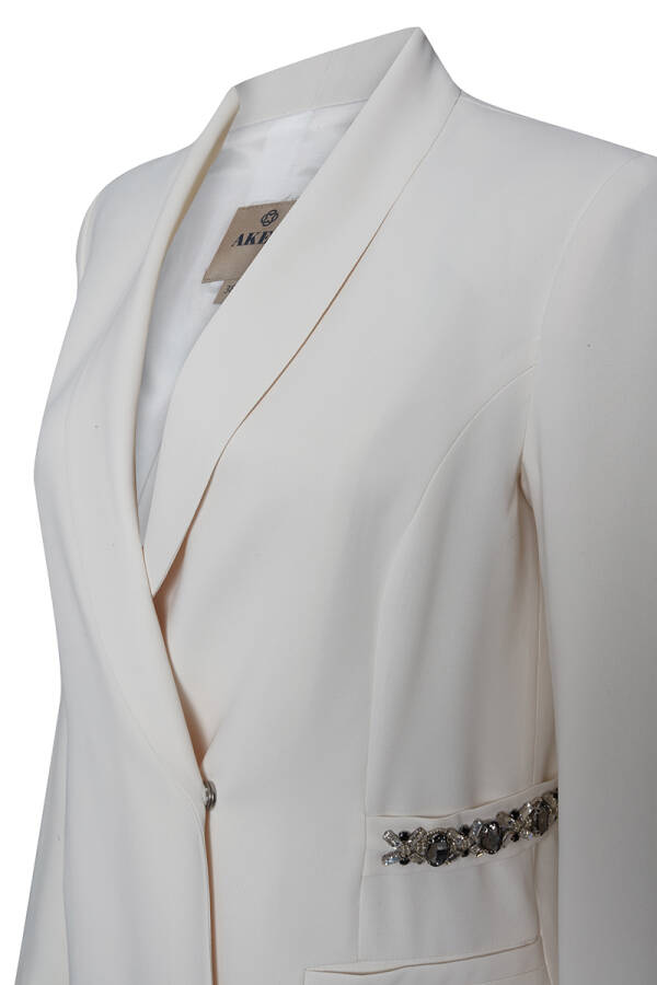 Ekru Şal Yaka İşleme Detaylı Abiye Ceket - 2