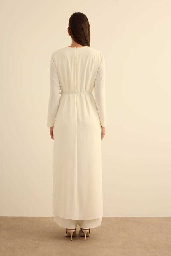 Ekru Seyyar Kemerli Detaylı Tulum - 6