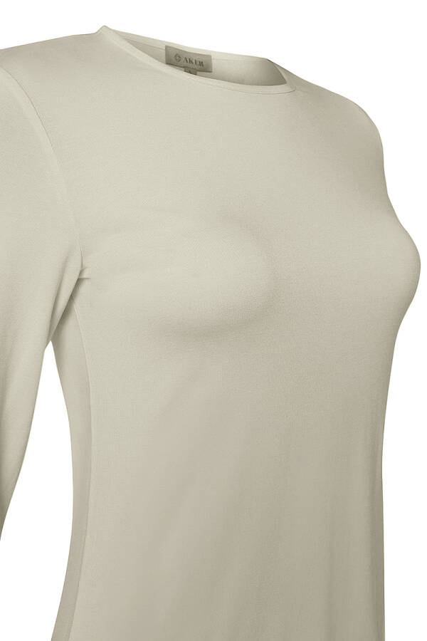 Ekru Uzun Kollu Bisiklet Yaka Body - Aker