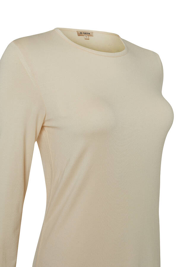 Ekru Uzun Kollu Bisiklet Yaka Tunik - Aker (1)