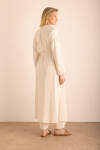 Ekru Viscon Cotton Yandan Bağlamalı Sabahlık - 7