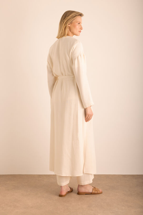 Ekru Viscon Cotton , Yandan Bağlamalı Sabahlık - 7