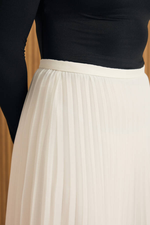 Ekru Volanlı Pilise Etek - 4