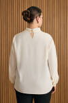 Ekru Yakası Büzgü Detaylı Bluz - 5