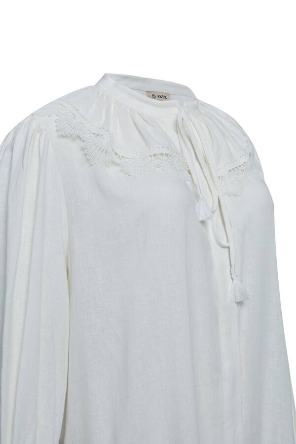 Ekru Yakası Dantelli Tunik - 2