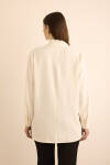 Ekru Yakası Fular Detaylı Dokuma Bluz - 6
