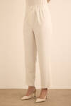 Ekru Yanları Dikiş Detaylı Dokuma Pantolon - 4