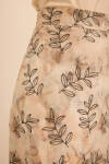 Ekru Yaprak Desenli Keten Etek - 5
