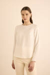 Ekru Yuvarlak Yaka Basic Dokuma Bluz - 3