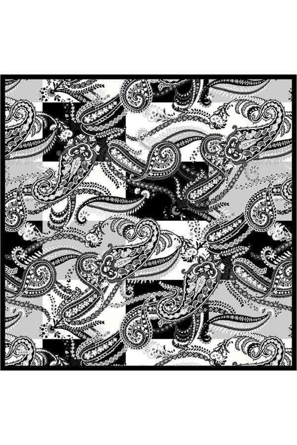 Etnik Desenli İpek Tivil Eşarp - Aker