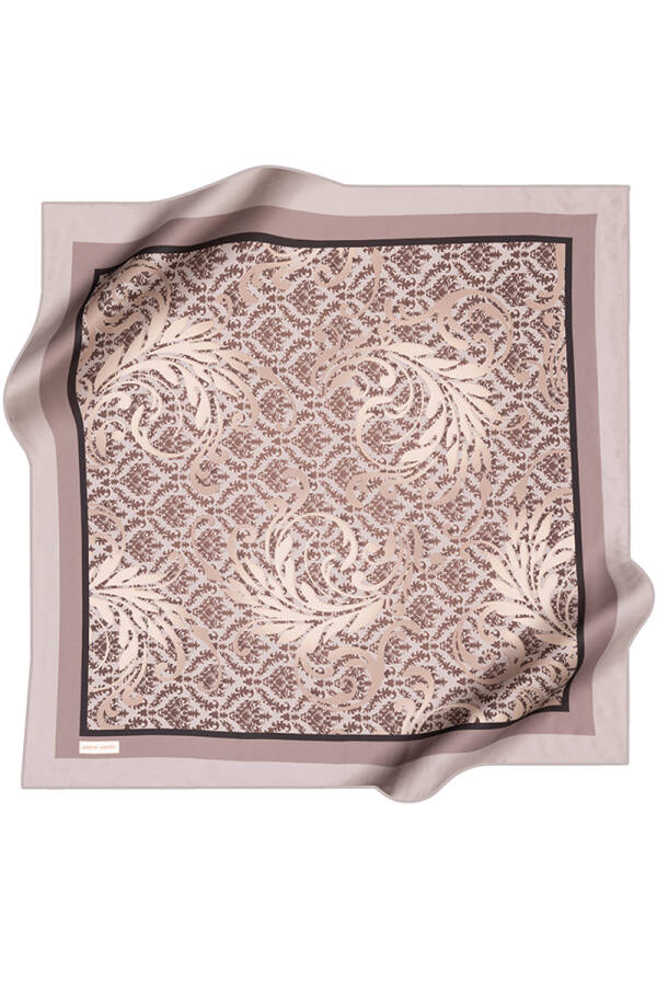 Etnik Desenli İpek Twill Eşarp - 1