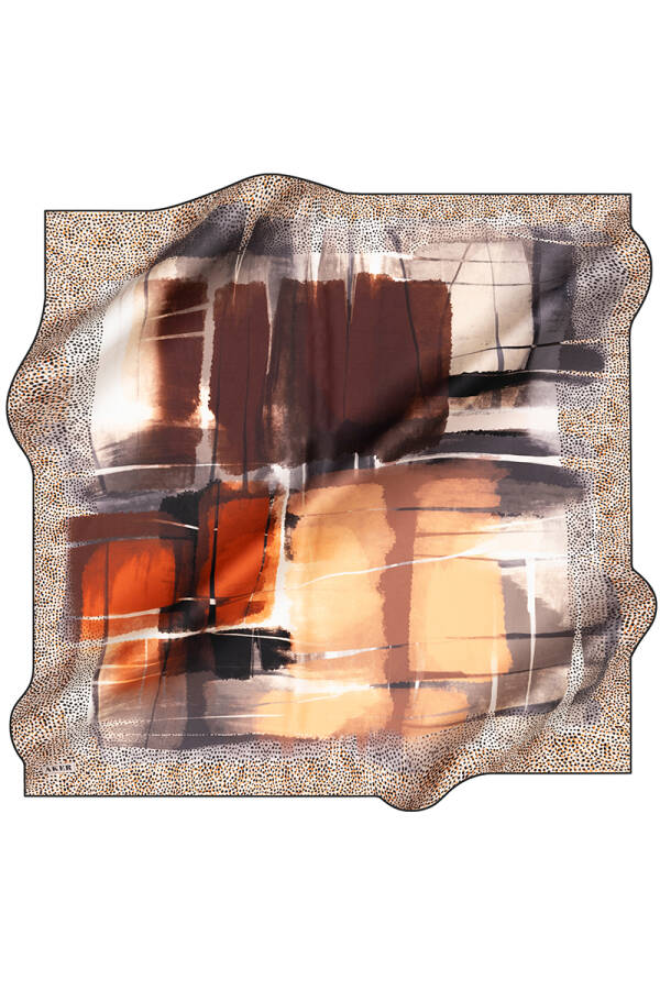 Turuncu 90X90 İpek Twill Eşarp - 1