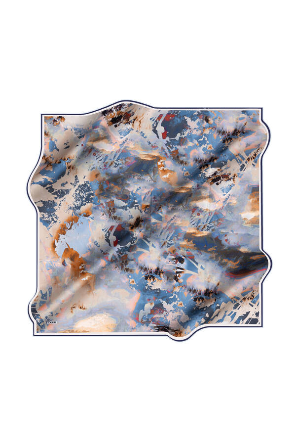 Fırça Desenli Aker İpek Krep Saten Eşarp - Aker