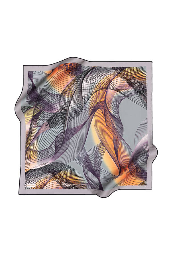 Fırça Desenli İpek Krep Saten Eşarp - 1