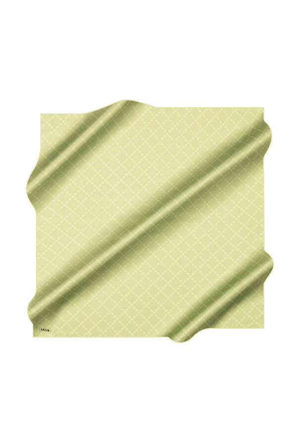 Fıstık Yeşili 90X90 İpek Krep Saten Eşarp - 1
