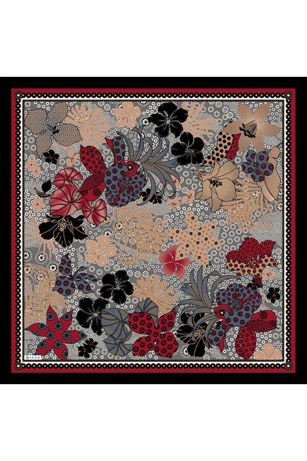 Çiçek Desenli Soft Touch Eşarp - Aker