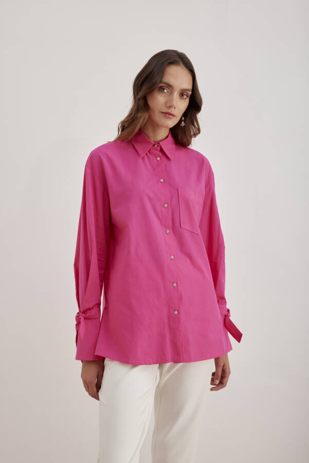 Fuşya 2267111 Kontrast Biyeli Bluz - Aker