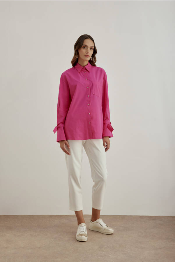 Fuşya 2267111 Kontrast Biyeli Bluz - Aker (1)