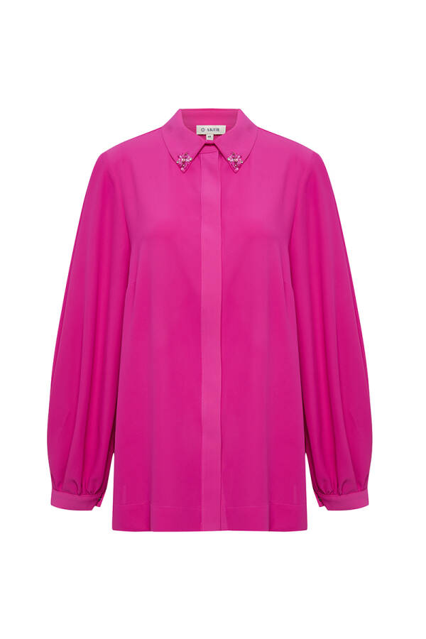 Fuşya Balon Kol Bluz - Aker