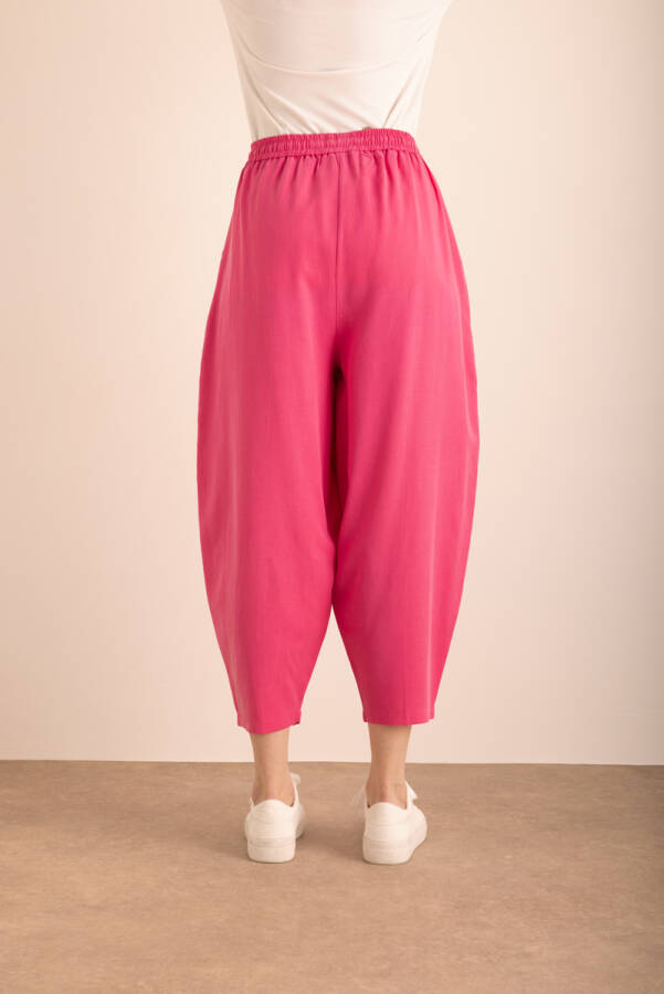 Fuşya Beli Lastikli Tencel Cotton Pantolon - 7