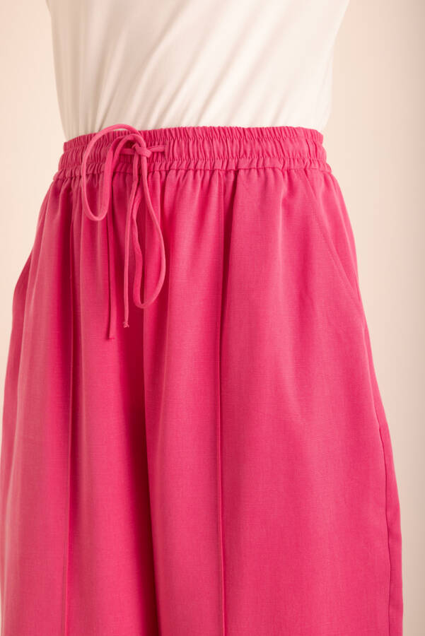 Fuşya Beli Lastikli Tencel Cotton Pantolon - 4