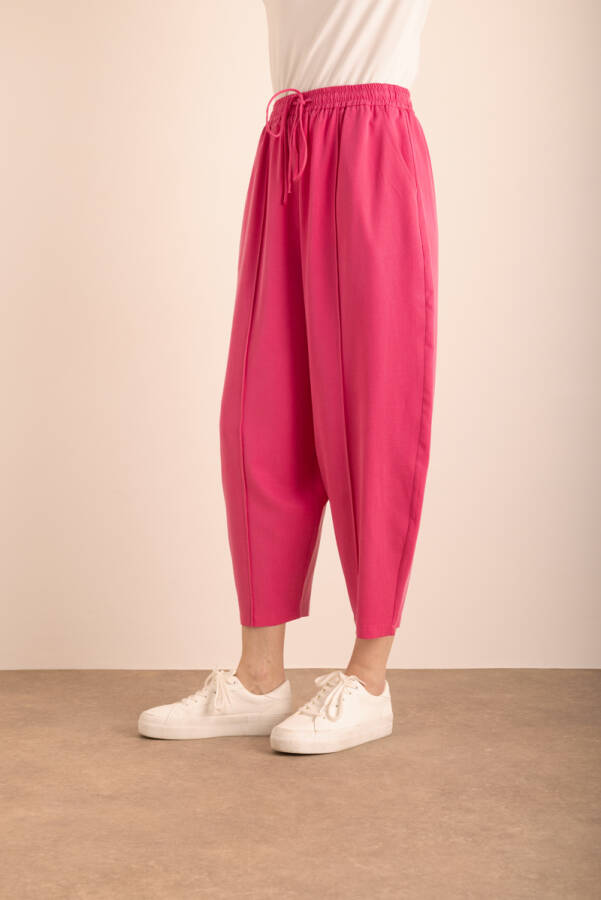Fuşya Beli Lastikli Tencel Cotton Pantolon - 6